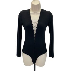 Alexander Wang Black Long Sleeve Bodysuit